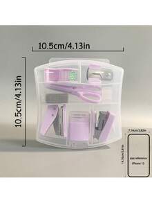 8pcs/Box Portable Office School Mini Stationery, Including Hole Punch, Staple Lifter, Stapler Tape Holder, Small Tape, Pencil Holder, Scissors, 500 Staples (10#),Product Size Is Mini And Cute, Wedding Gifts,Back To School,School Supplies - Sets - View 14