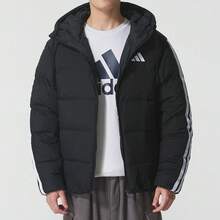 Adidas [Men's Sports Suit] ESS 3S P D HD J Hooded Running Casual Jacket Down Jacket, Duck Down, 80%+ Down Content M 3S FL TC PT Everyday Outdoor Knit Training Pants Fleece-Lined Long Pants