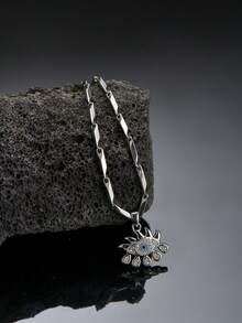 1 chiếc vòng cổ mắt xanh phong cách Punk dành cho nam, thiết kế cao cấp - Bạc - Xem 2