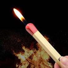 Compact And Refillable Matchstick Lighter - Portable, Adjustable Flame Camping - 木紋色 - 查看 1