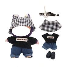 ملابس دمية قلادة بطول 17 سم، طقم جينز متعدد الألوان جميل مع إكسسوار جيتار وأحذية، مناسب للتنسيق (الدمية غير مشمولة) - إكسسوارات الدمية مقاس 17 سم - مشاهدة 20