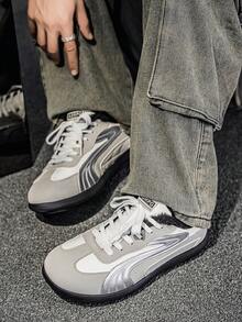 Shoes 男士时尚复古休闲厚底运动鞋，保暖内里，适合跑步 - 灰色 - 查看 7