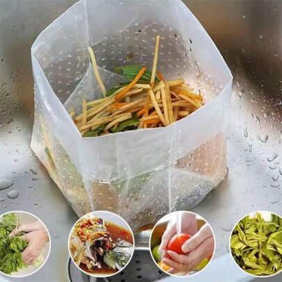 Túi đựng rác 90 chiếc, Túi thoát nước rác nhà bếp đa năng tự hỗ trợ sáng tạo, chắc chắn, dễ vứt bỏ, chất liệu PE bền bỉ, túi đựng thức ăn thừa nhà bếp để xử lý, lọc nước thải