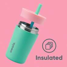 HAWT  Insulation Stainless Steel Tumbler With Spill Resistant Flexible Straw Easy To Clean Water Bottle Great For Travel Dishwasher  12 Oz Pink And Teal Real Cool Fish - PinkTeal - 查看 3