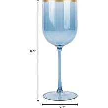 Oz Wine Goblets - Blue With Gold Rim 5-Pack Elegant Disposable Plastic Wine Glasses With Stems For Weddings Outdoor Events And Poolside Parties - 藍金邊 - 查看 3
