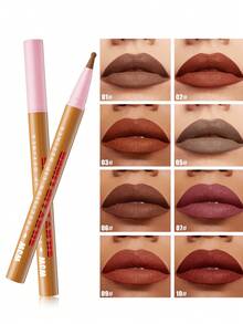 W3W Long-Lasting Waterproof Matte Nude & Deep Brown Lip Liner Pencil, High Color Payoff, Creamy Texture, Sponge Tip Applicator, Smooth Application, Waterproof & Smudge-Proof, Long-Wearing, Easy To Use Lip Liner
