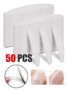 50片装可重复使用自粘式指甲锉，100/180/240目替换砂纸指甲锉，适用于家庭和美甲沙龙使用，1个不锈钢半圆形可替换指甲锉垫，美甲工具，指甲护理用品，可拆卸直砂纸，带钢柄的指甲锉替换片，1/5/10/20/40/50片装指甲锉，美甲护理工具 - 淺灰色 - 查看 4