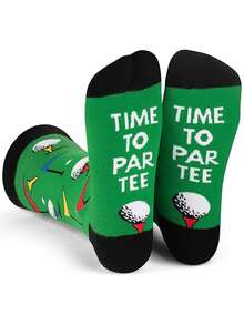 1/2 Pair Men's Funny Golf Pattern Mid-Calf Socks, Suitable As Interesting Gifts For Golfers, Unisex Size, Great For Birthdays Or Small Presents - Multicolor - View 7
