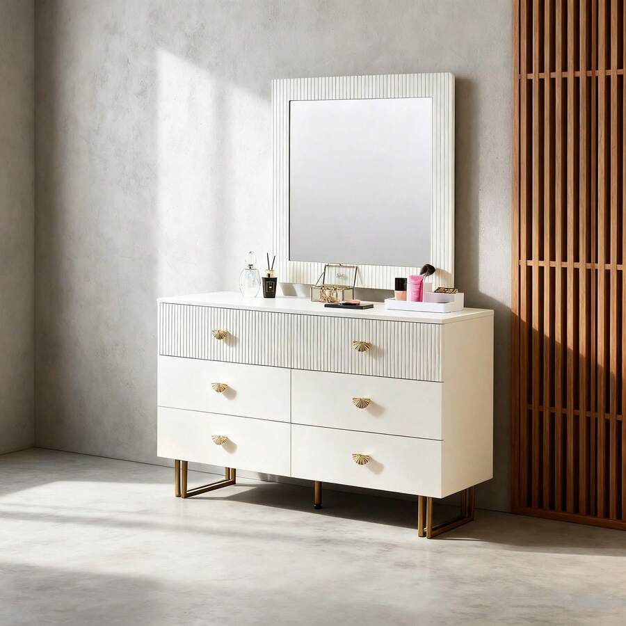 Vanities & Vanity Benches - White + MDF-5 - View 1