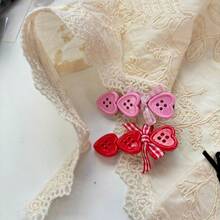 2pcs Heart-Shaped Button Hair Clips, Cute Front Bangs/Side Bangs Hairpins For Women And Girls, Hair Accerssories