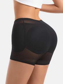 Women's Shapewear Shorts, Tight Pants With Fake Butt, Padded Hips And Thighs, Lifting And Shaping Waist, High Waist Tummy Control Panties With Removable Foam Pads, Slimming Belly, Compression Bodysuit, Seamless Underwear, Elastic Waist Trainer, Fashionable Bodycon Shapewear - Black - View 2