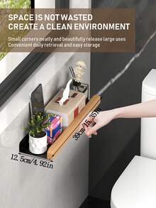 LINKOOL رفوف تخزين حمام خشبية، رف حمام مثبت على الحائط بدون ثقب، لوح توابل، رف تخزين للحمام، رف منظم للحمام، رف تخزين للحمام، رفوف خشبية للركن، رف مثبت على الحائط لشامبو الحمام، رف مطبخ مثبت على الحائط، رفوف طافية للحائط في غرفة المعيشة بدون ثقب، اكسسوارات حمام، ديكور الغرفة