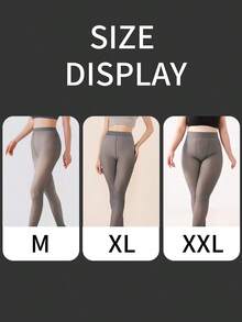 大码女式高弹力打底裤，防勾丝、防起球、耐穿，高腰塑形紧身裤，适合休闲、通勤、户外办公穿着 - 灰色 - 查看 6