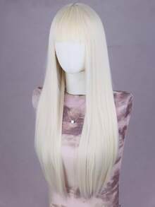 26英寸女士米色长直发带刘海全头假发，适合日常佩戴、派对和假日穿着。 - 彩色 - 查看 4