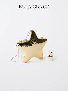 ELLA GRACE - Gold Star Shaped Clutch, Shiny Party Evening Mini Wallet, Women's Fashion Shoulder Chain Bag, Cute Star Shaped Purse, Suitable For Parties And Various Events , Kawaii - Gold - View 6