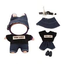 ملابس دمية قلادة بطول 17 سم، طقم جينز متعدد الألوان جميل مع إكسسوار جيتار وأحذية، مناسب للتنسيق (الدمية غير مشمولة) - إكسسوارات الدمية مقاس 17 سم - مشاهدة 19