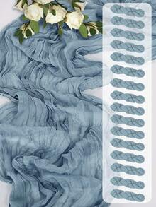 10条/包，10英尺（3米）灰色和红色波西米亚风粗棉布桌旗，适合婴儿派对、婚礼、夏季花园和农舍装饰 - 鐵鏽紅 - 查看 3