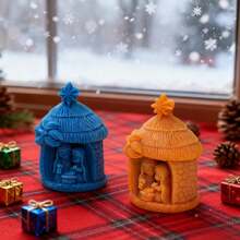 小型3D耶稣诞生硅胶模具，耶稣诞生蜡烛模具，硅胶树脂模具，适用于蜡烛、肥皂、树脂、香薰珠、香氛珠、DIY工艺品、蜡、石膏、粘土、圣诞礼物 - 白色 - 查看 3