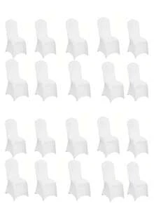 4/10/20/30PCS Wedding Banquet Hotel White Elastic Chair Covers, One-Piece Chair Covers, White Full-Coverage Thickened Chair Covers, Reusable Elastic Skirts For Large Exhibitions, Universal Elastic Chair Covers, Engagement Ceremony, Office Meeting Chair Covers - White - View 13