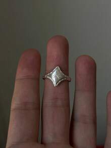 1 pieza Anillo abierto con decoración geométrica de estrella de moda, adecuado para el uso diario de las mujeres