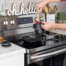 AuldHome Design Enamelware Grease Container W_Strainer (Black), Farmhouse Style Kitchen StorageTin, Labeled Grease - ColorB - 查看 5