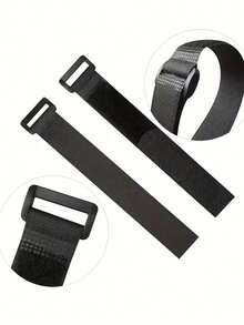 20pcs Reusable Adjustable Hook-And-Loop Straps With Metal Buckle, 8/12/16 Inch - Self-Locking Nylon Closure For Secure Binding, Ideal For Home Organization And DIY Projects, Versatile Binding Straps|Sleek Black Straps| Nylon Straps