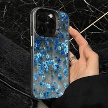 Funda de Teléfono Diseño de Flores Azules para Modelos de  y  Adecuada para Todas las Estaciones Opción de Regalo Ideal - Negro - Ver 4