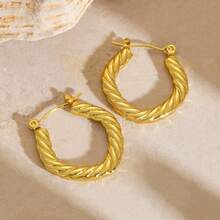 一对不对称钛钢极简耳环，时尚百搭的独特设计 - 彩色 - 查看 2