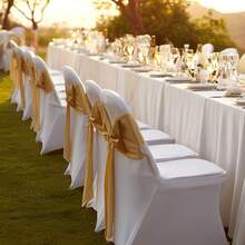 150 Pcs White Chair Covers, Polyester Spandex Chair Cover, Stretch Slipcovers For Wedding Party Dining Banquet Flat-Front Chair Covers, Fits Chair Measures Up To 17.72 X 18.11 X 30.31 Inch - White (150pcs, short, fully covered) - 查看 9