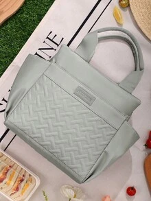 Túi đựng cơm trưa cách nhiệt dung tích lớn 10L màu trơn, túi đựng cơm trưa đa năng mềm mại chống rò rỉ dành cho người lớn có khóa kéo, túi đựng cơm trưa giữ nhiệt chống thấm nước di động, túi bento hoàn hảo cho văn phòng, trường học, kỳ nghỉ và dã ngoại, đồ dùng học tập, phụ kiện trường học, túi đựng đồ dùng lớp học, hộp cơm trưa chống thấm nước cho nữ và nam, dùng cho dã ngoại, đi học, chuẩn bị năm học mới. - Xám - Xem 4