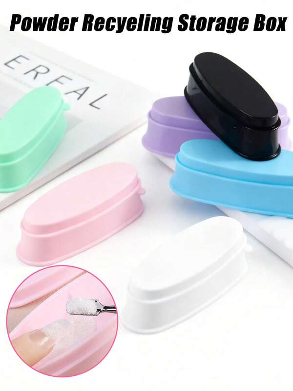 1pc Single-Layer Nail Powder Box & Glitter Tray - DIY French Manicure Mold, Compact & Easy-To-Clean Nail Powder Container, Suitable For Nail Art, Compatible With Women Nail Powder System