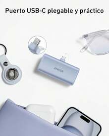 Power Bank con Conector USB-C Plegable Integrado, Cargador portátil de 5000 mAh 22.5, para 17/16/15 Serie, S22/23 Series,, Pro/, yás (Azul) - Ver 12