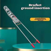 Adjustable Stainless Steel Automatic Fishing Rod Holder - Spring Loaded, Easy Ground Insertion, Foldable Rod Holder With Red Grip Bracket