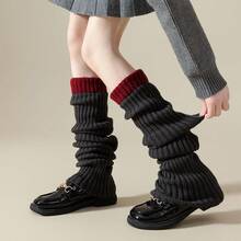 Fashionable Fashion Items Look Good, High Tube Stacked Over The Knee, Stacked Women's Socks, Autumn And Winter Warm, Fashionable, Versatile Leg Covers In Multiple Colors - 白色拼駝色 - 查看 3
