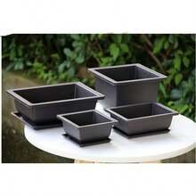 1 Set Square & Rectangular Faux Zisha Flower Pots, Bonsai Pots, Small Planter Pots, Succulent Pots