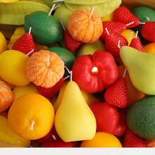 1 pieza Velas de aromaterapia con forma de fruta simulada - Velas de aromaterapia hechas a mano con forma de tomate, fruta estrella, naranja, fresa para decoración del hogar - Multicolor - Ver 1