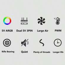 12厘米静音机箱风扇，ARGB 5V 3针，机箱散热通风温度控制，镜像设计，适用于风冷和水冷 - 7Pro黑色反向 - 查看 4