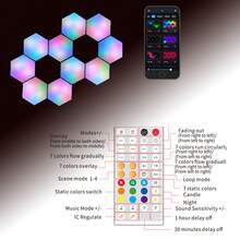 6 Pack Smart Hexagon Lights, DIY Hexagon LED Light With App & Remote Control Music Sync RGBIC Wall Light Panels For Gaming Room, Bedroom, Living Room Decor - 6 包 - 查看 6