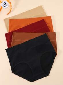 5件/套 女士中腰纯棉透气舒适比基尼内裤