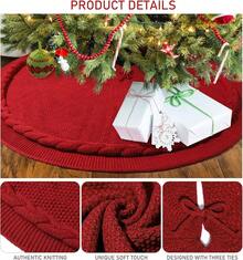 Falda para árbol de Navidad de 48 pulgadas de punto - Falda roja para árbol de Navidad de punto trenzado - Falda rústica gruesa de punto para árbol de Navidad de estilo granja - Decoraciones para - Crema - Ver 11