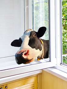 1张创意个性窗贴，PVC自粘塑料动物贴纸，彩绘奶牛和马头图案，不规则形状，适用于玻璃门窗装饰，可用于家居背景墙和美化，家居墙面装饰 - 彩色 - 查看 11