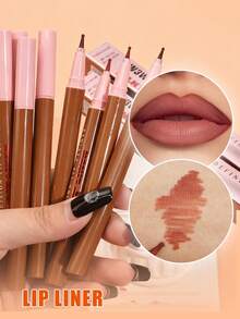 W3W Long-Lasting Waterproof Matte Nude & Deep Brown Lip Liner Pencil, High Color Payoff, Creamy Texture, Sponge Tip Applicator, Smooth Application, Waterproof & Smudge-Proof, Long-Wearing, Easy To Use Lip Liner