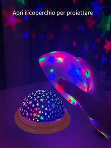 1pc Dreamlike Starry Sky Projection Lamp, Christmas Gift Small Night Light, Holiday Atmosphere Light, LED Romantic Starry Sky Projector, Stars & Moon - Multicolor - View 4