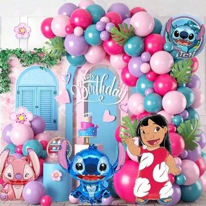 94 piezas Decoraciones de fiesta de cumpleaños con tema de Stitch, decoración de pared, telón de fondo para fotos, conjunto de suministros para celebración de cumpleaños en el hogar, adecuado para decoración de fiesta de cumpleaños, decoraciones de fiesta, decoración navideña, Día de la Madre, ceremonia de graduación, reuniones diarias, temporada de regreso a clases y talla grande ocasiones.