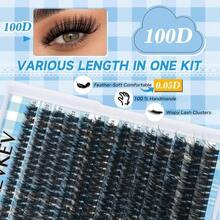 KEVKEV Lash Extension Kit 280pcs Volume Lash Clusters 100D Lash Clusters Kit 10-18mm Individual Lashes Kit With Lash Bond And Seal,Lash Tweezers Thick Lash Extension Kit DIY At Home(0.05D,100DD) - MàuA - Xem 2