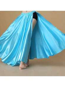 Chân váy maxi khiêu vũ thời trang, chân váy phồng xẻ tà đôi bằng satin dành cho nữ, thích hợp cho múa bụng, flamenco, nhạc rock. - Nhiều màu - Xem 21