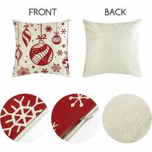 Juego de 4 fundas de almohada de Navidad , 45 x 45 cm funda de cojín de lino para sofá,Patrón de Navidad Cojín Sofá Decoración, Adecuado para sofá, cama, hogar, automóvil, interior, exterior (C) - Q - Ver 5
