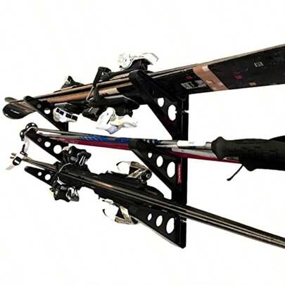 Ski Wall Rack Horizontal Ski Rack Wall Mount Holds 3 Pairs Of Skis And Poles Ski And Snowboard Wall Rack For Garage Or Home Holds Up To 40 Lbs