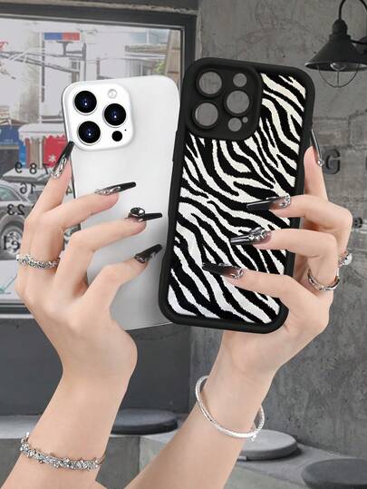 1 Ốp lưng bảo vệ mềm màu đen mờ họa tiết ngựa vằn 2D nghệ thuật sáng tạo phong cách chân dung tối giản cao cấp thích hợp làm quà tặng cho người lớn tuổi, bạn bè, gia đình, cặp đôi, sinh nhật, lễ hội, tương thích với iPhone 17/16/15/14/13/12/11/Pro/ProMax/X/XR/XS/XSMAX/7/8/PLUS và các mẫu khác