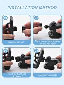 Universal Telescopic Car Phone Holder – Adjustable For Dashboard & Windshield, 360° Rotation, Retractable Arm, Supports Suction Cup & Air Vent Mounting, Fits All Smartphones & Vehicles, Ideal For GPS Navigation & In-Car Use - Black - View 10
